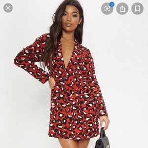 Leopard print blazer dress